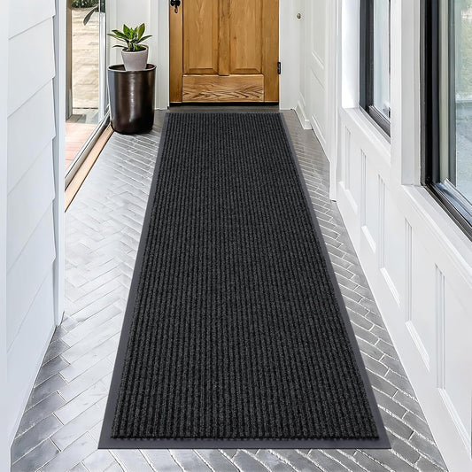 OLANLY Front Door Mat Indoor Outdoor Entrance, Waterproof Heavy Duty Doormat, Fade Resistant, Low Profile, Easy Clean Patio Porch Welcome Floor Mats for Entry, 71x23, Black