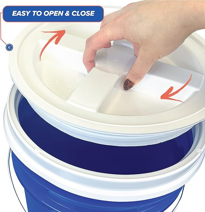 ePackageSupply 5 Gallon White Bucket with Gamma Seal Screw on Airtight Lid | Made in USA | Food Grade | Heavy-Duty | Durable 90 Mil All Purpose Pail | Easy Stack and Store | BPA Free (6 Count), Blue