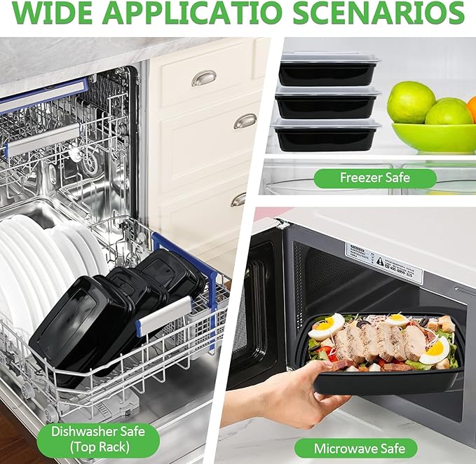 EASYTRIP 60 Pack Meal Prep Containers, 38 oz Food Storage with Lids, Stackable Reusable Bento Boxes, BPA-free, Microwave Dishwasher Freezer Safe