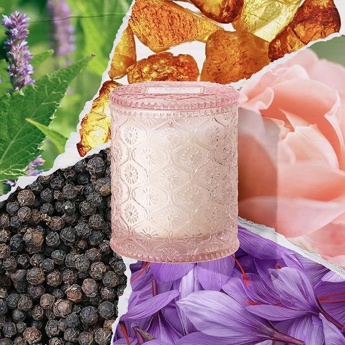 LA JOLIE MUSE Santal Rose Scented Candle – Saffron, Rose & Leather | 6 oz Natural Soy Wax | 40 Hours Clean Burn | Valentines Day Gifts for Her | Elegant Home Decor