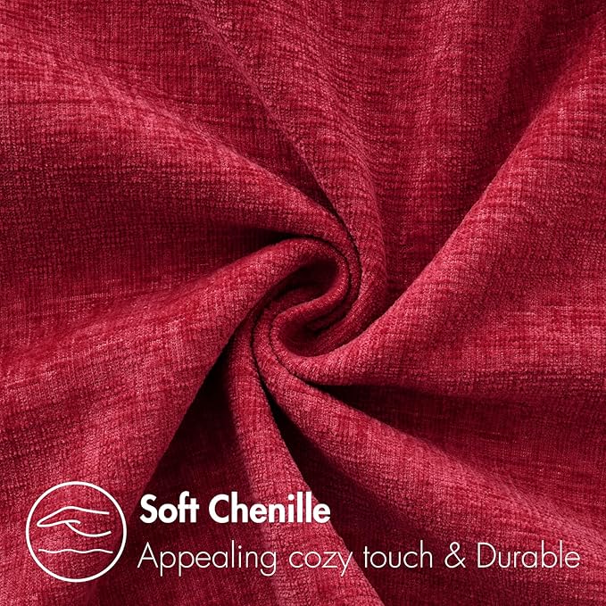 MIULEE Pack of 2 Christmas Red Couch Throw Pillow Covers 16x16 Inch Soft Chenille Pillow Covers for Sofa Living Room Solid Dyed Pillow Cases