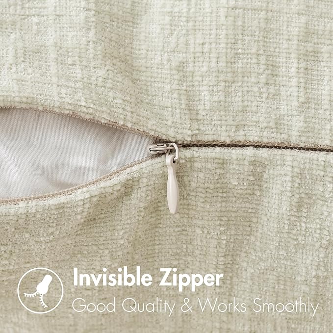 MIULEE Pack of 2 Cream Throw Pillow Covers 12x20 Inch Soft Chenille Pillow Covers for Sofa Living Room Spring Home Decor Couch Solid Dyed Cases