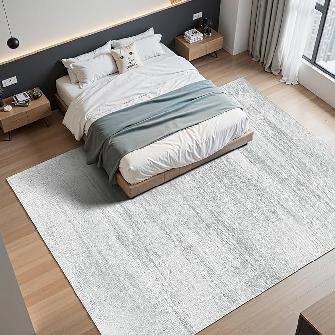 VEVOR 10 x 14 ft Area Rug Large Washable Rug Non-Slip and Tear-Resistant Soft Carpet Pet & Child Friendly Modern Area Rugs Indoor Mat for Bedroom Office Living Room Kids Room Entryway Gray