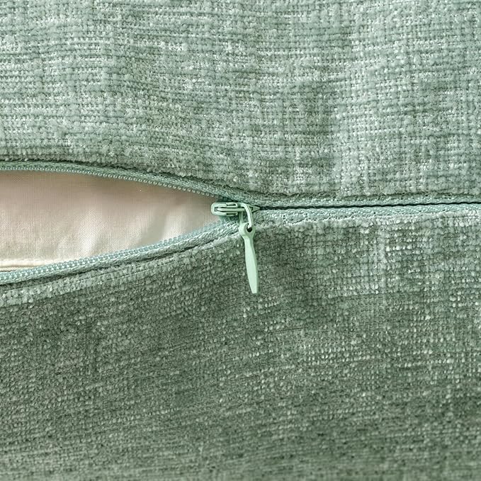 MIULEE Pack of 2 Couch Throw Pillow Covers 20x20 Inch Soft Greyish Green Chenille Pillow Covers for Sofa Living Room Solid Dyed Pillow Cases