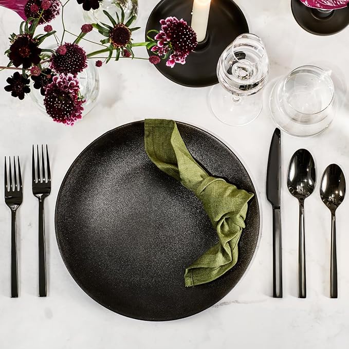 KINGSTONE Black Silverware Set, 20-Piece Flatware Cutlery Set Premium Stainless Steel, Service for 4, for Kitchen, Home, Wedding, Party, Mirror Polished and Dishwasher Safe