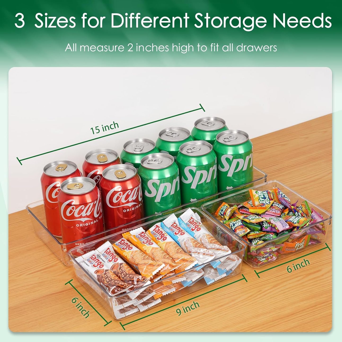 Criusia Drawer Organizer Set, Acrylic Non Slip Non Cracking Kitchen Drawer Storage Tray Large Size Divider, Multifunctional Storage for Cosmetics, Bathroom, Tools, Kitchen and Office (8 PACK)