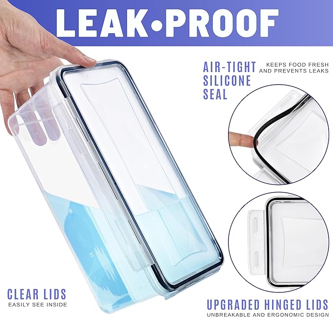 Sorbus Food Storage Containers - Pack of 8 - Air Tight, Four-Way Snap Lids Keeps Food Fresh - Store Cereal, Pasta, Flour, Nuts, Candy - Durable Plastic Kitchen Pantry Bins