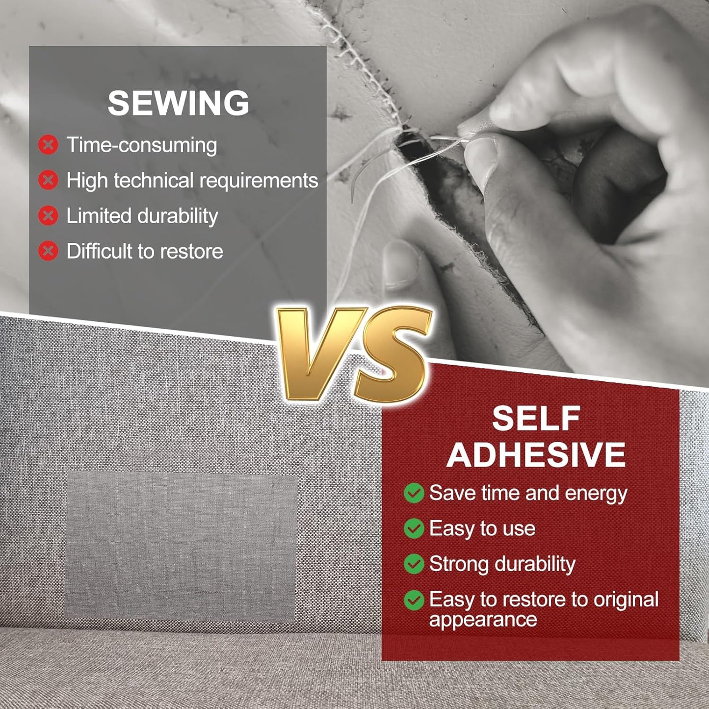 PATIKIL Leather Patches Tape for Furniture, 6.3 x 61 Inch Self Adhesive Vinyl Leather Repair Kit Cover Sheet for Couch, Sofa, Car Seats, Office Chair, Deep Brown