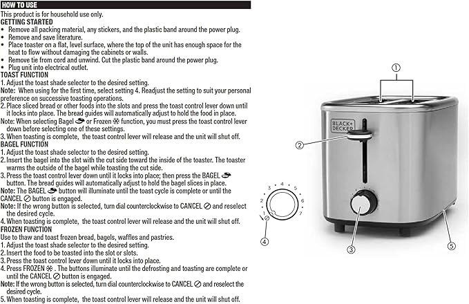 BLACK+DECKER® 2-Slice Toaster with 7 Toast Shade Settings, Extra-Wide Slots for Bagels, Stainless Steel Exterior Finish