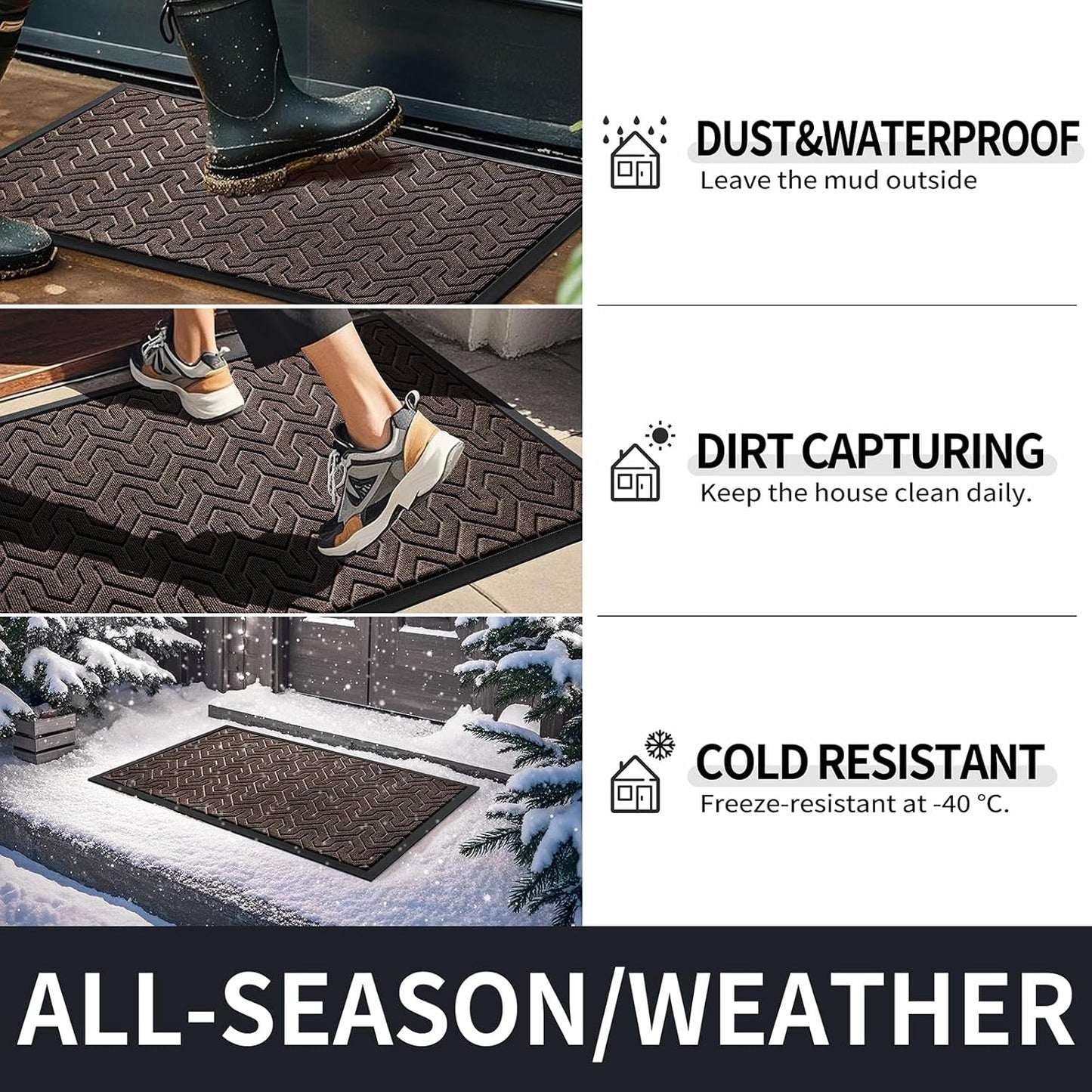 Yimobra Large Door Mat Outside Entrance 36x24, Waterproof Heavy Duty Outdoor Mats for Front Door, Non Slip Rubber Entry Mat for Garage Patio, Easy Clean, Brown