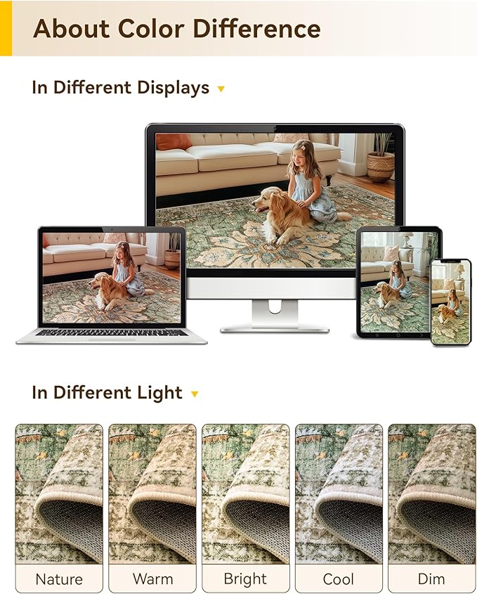 RELEANY Area Rugs 2'x9' Runner Rug Non Slip Washable for Kitchen Hallway Bedroom Beside Laundry Room Bathroom Rug, Floor Carpet, Brick Red Rust Neutral Brown Burnt Orange Green