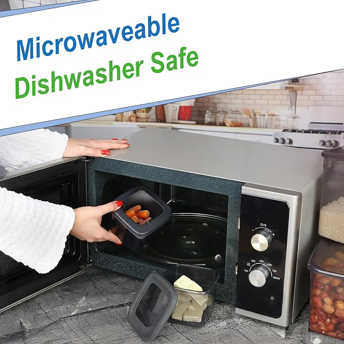 T&D HOME GOODS Storage Jars with Lid, Airtight, Set of 12 Storage Containers, BPA-Free, Storage Container for Cereal, Flour, Kitchen, Practical Organiser Kitchen, (12, 3 Square diff size)