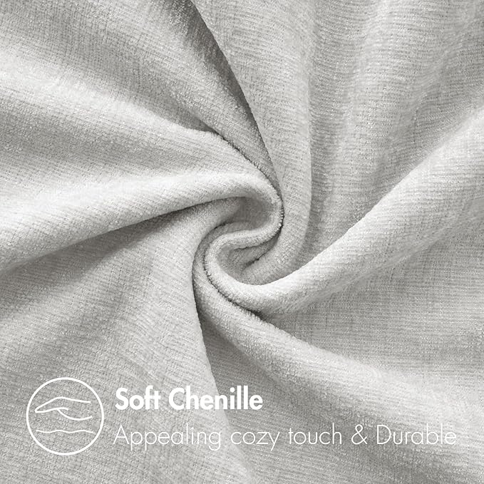 MIULEE Pack of 2 Light Gray Throw Pillow Covers 12x20 Inch Soft Chenille Pillow Covers for Sofa Living Room Couch Solid Dyed Cases
