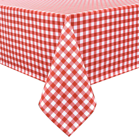 Classic Gingham Tablecloth Fabric - Oblong 58x120 Water Resistant Chequered Pattern Table Cloth for Indoor/Outdoor Use - Tabletop Cover for Birthday, Picnics, Gardens, and Parties