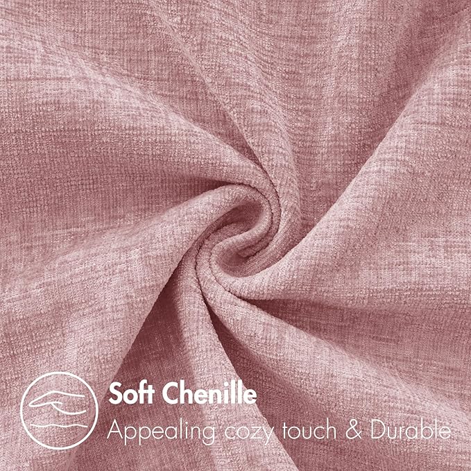 MIULEE Pack of 2 Couch Valentines Throw Pillow Covers 20x20 Inch Soft Spring Blush Pink Chenille Pillow Covers for Sofa Living Room Solid Dyed Pillow Cases