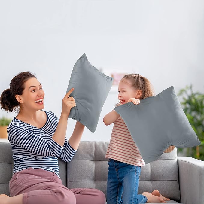 Utopia Bedding 24x24 Pillow Inserts, Set of 2, Grey – Indoor Decorative Throw Pillows for Bed, Sofa & Couch – Soft, Supportive & Fluffy Cushion Inserts