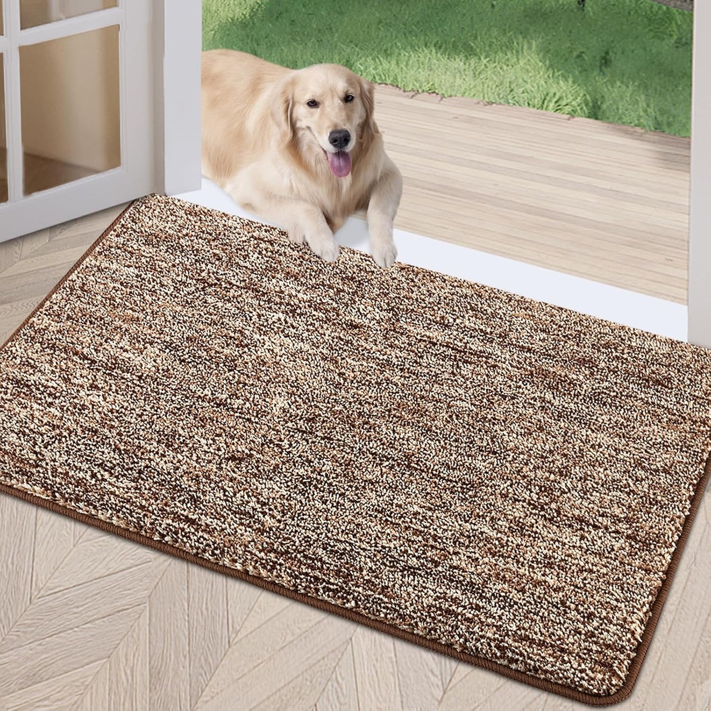 REFETONE Coffee/Brown Doormat, 24'x36', Indoor Non Slip Absorbent Rug for Entryway, Resist Dirt, Machine Washable, Low-Profile, Ideal for High-Traffic Areas, Housewarming Gift