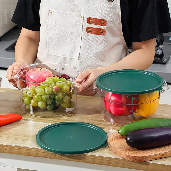 1 Pcs Dough Proofing Bucket with Lid, Round Food Storage Container 2 Qt Dough Bucket Clear Translucent Containers with Green Scale(Green)