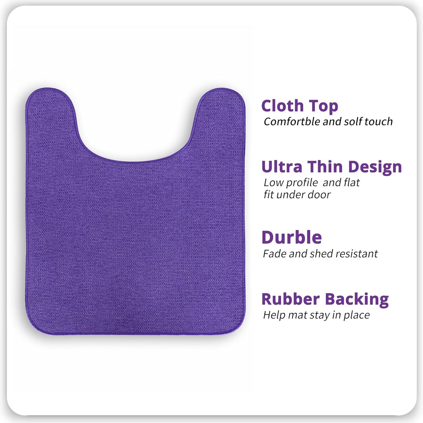 Toilet Rugs U Shaped Bathroom Rug,Machine Washable Non Slip Quick Dry Super Absorbent Ultra Thin Toilet Mats for Bathroom Toilet.Purple,1'8"x2'(20x24inch)