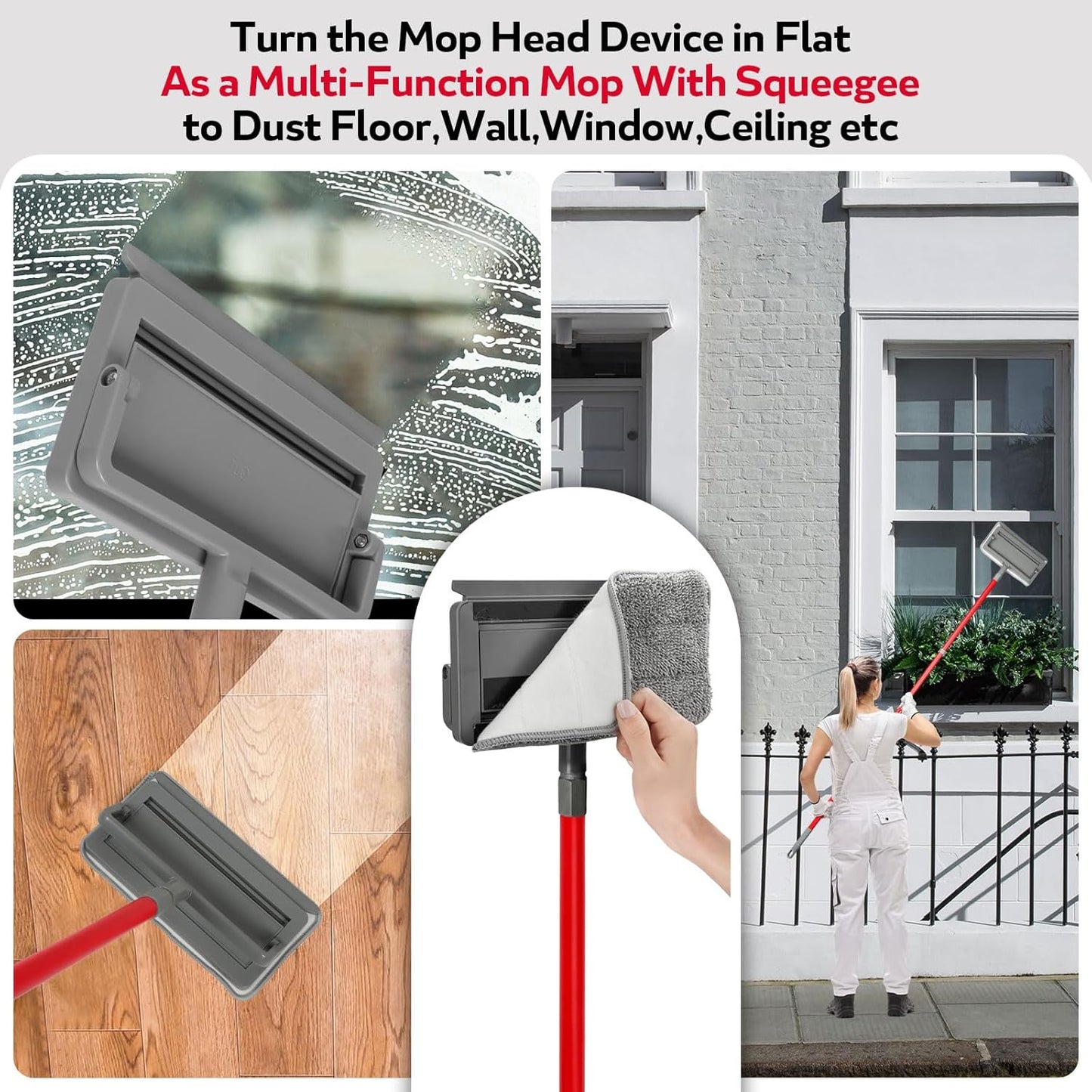 Ceiling Fan Cleaner Duster , 75‘’ Extendable Long Handle Ceiling Fan Blade Cleaning Tool, Reusable Chenille & Microfiber Mop Head for Dusting Ceiling Fan Baseboard Wall Floor,car wash mop