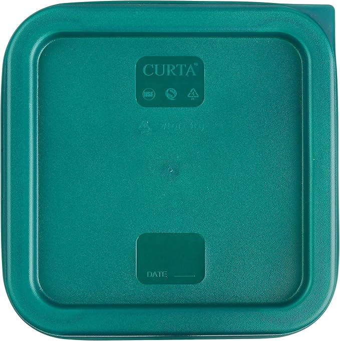 CURTA 8-Pack 4 Qt NSF Clear Polycarbonate Food Storage Containers with Green Lids - Square, Commercial-Grade, Freezer & Dishwasher Safe, Stackable