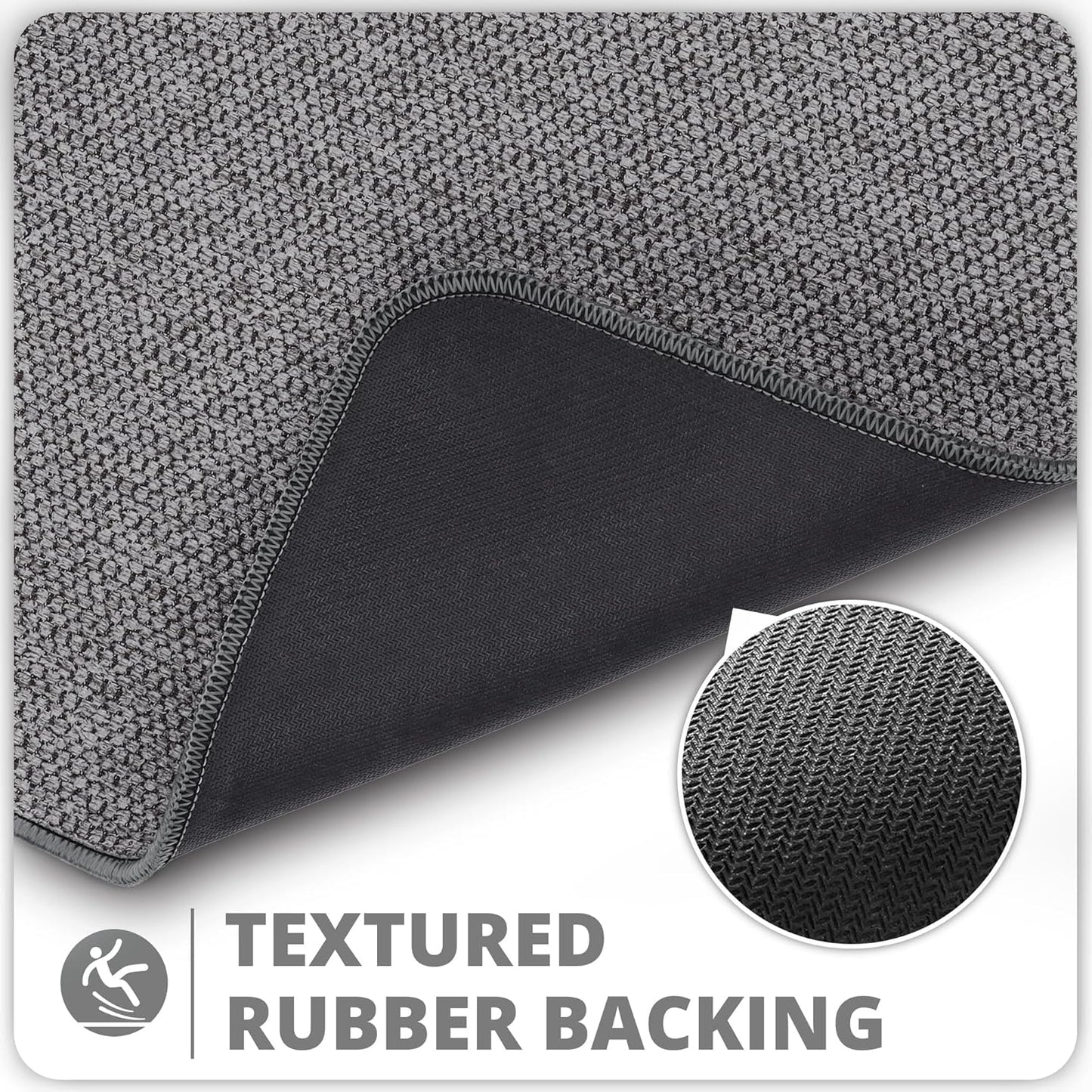 Bath Mat,Ultra Thin Bathroom Runner Rugs,Large Bath Mats for Bathroom,Quick Dry,Non-Slip,Machine Washable,Low Pile,Bath Rug,Shower Outside,Sink,Home Decor Accessories.Dark Grey,1'9"x3'11"（21x47inch）