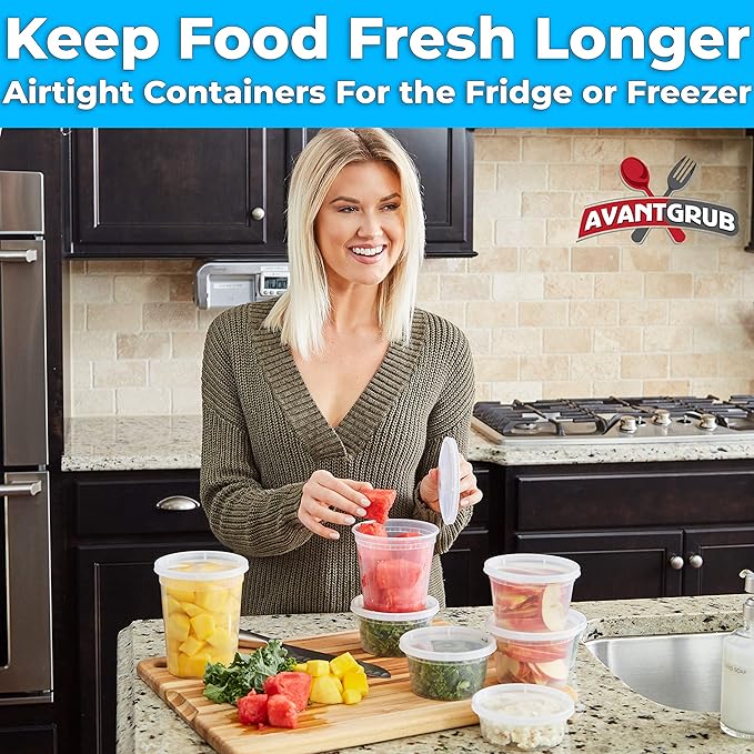 Deli-Grade BPA-Free 32oz Plastic Containers with Lids 24ct. Leakproof Microwavable Portion Container for To-Go Orders, Food Prep and Storage. Reusable Takeout Cups for Restaurant, Cafe and Catering.