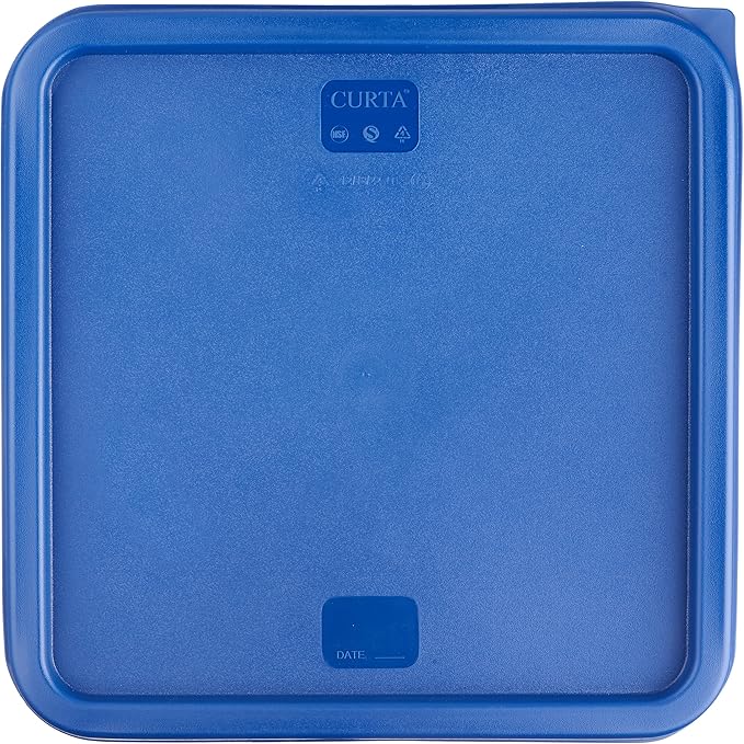 CURTA 8-Pack 18 Qt NSF Clear Polycarbonate Food Storage Containers with Blue Lids - Square, Commercial-Grade, Freezer & Dishwasher Safe, Stackable
