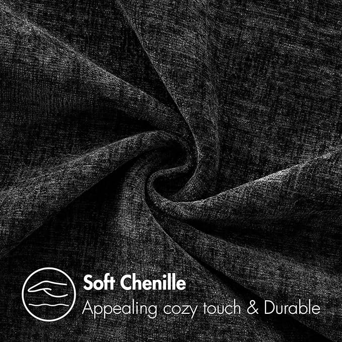 MIULEE Halloween Pack of 2 Couch Throw Pillow Covers 20x20 Inch Soft Black Chenille Pillow Covers for Sofa Living Room Solid Dyed Pillow Cases