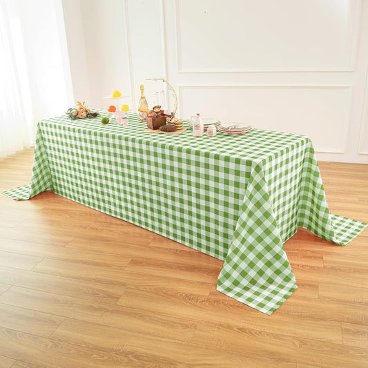 Classic Gingham Buffalo Tablecloth Fabric - Oblong 90x156 Inch Water Proof Checkered Table Cloth for Indoor Outdoor - Table Cover for Birthday, Picnics, BBQs, and Parties