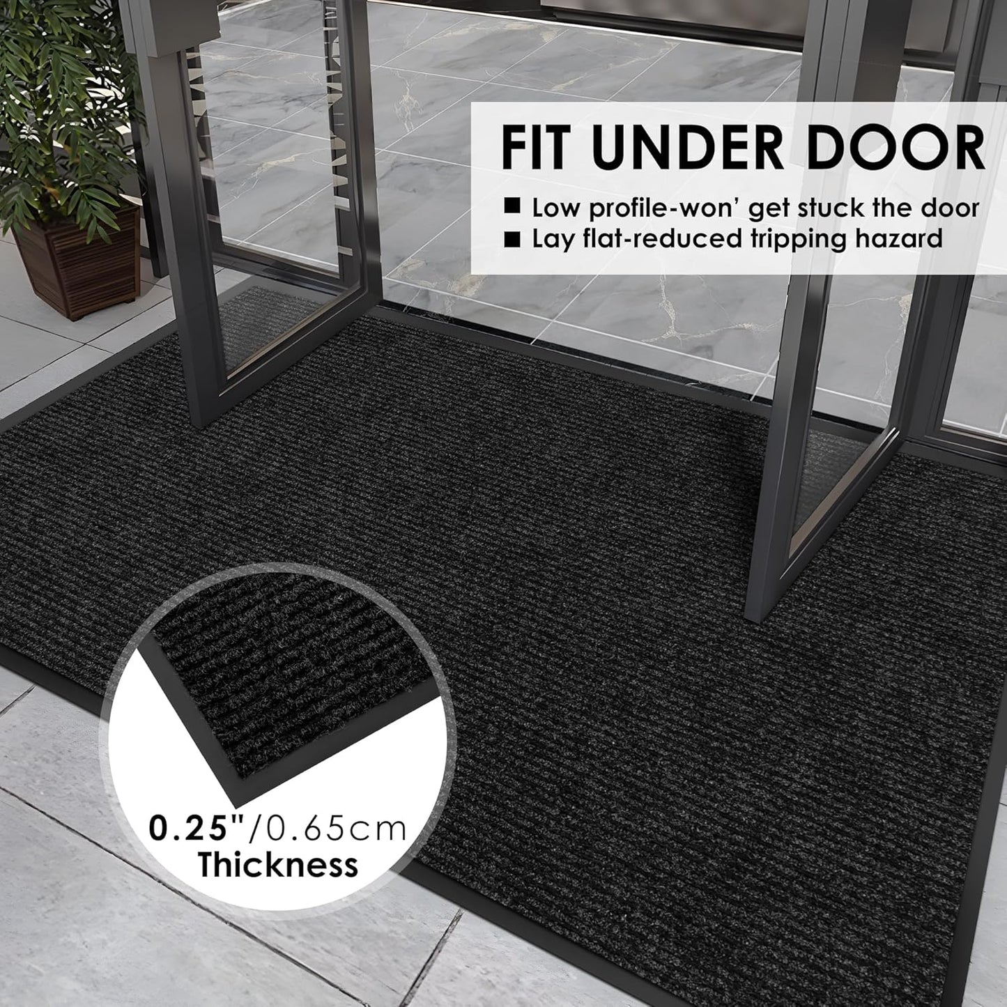 4′ x 18′ Front Door Mat Indoor Outdoor Entrance, Commercial Floor Mat Heavy Duty Dirt Trapper Entryway Doormat, Custom Size Non Slip Rubber Backing Welcome mat, Door Mat for High Traffic Area