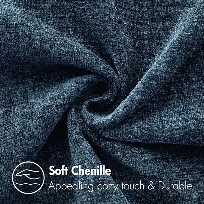 MIULEE Pack of 2 Blue Throw Pillow Covers 12x20 Inch Soft Chenille Pillow Covers for Sofa Living Room Couch Solid Dyed Cases