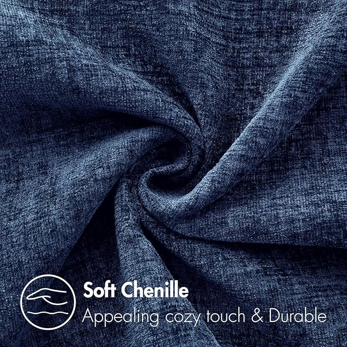 MIULEE Pack of 2 Couch Throw Pillow Covers 20x20 Inch Spring Soft Navy Chenille Pillow Covers for Sofa Living Room Solid Dyed Pillow Cases