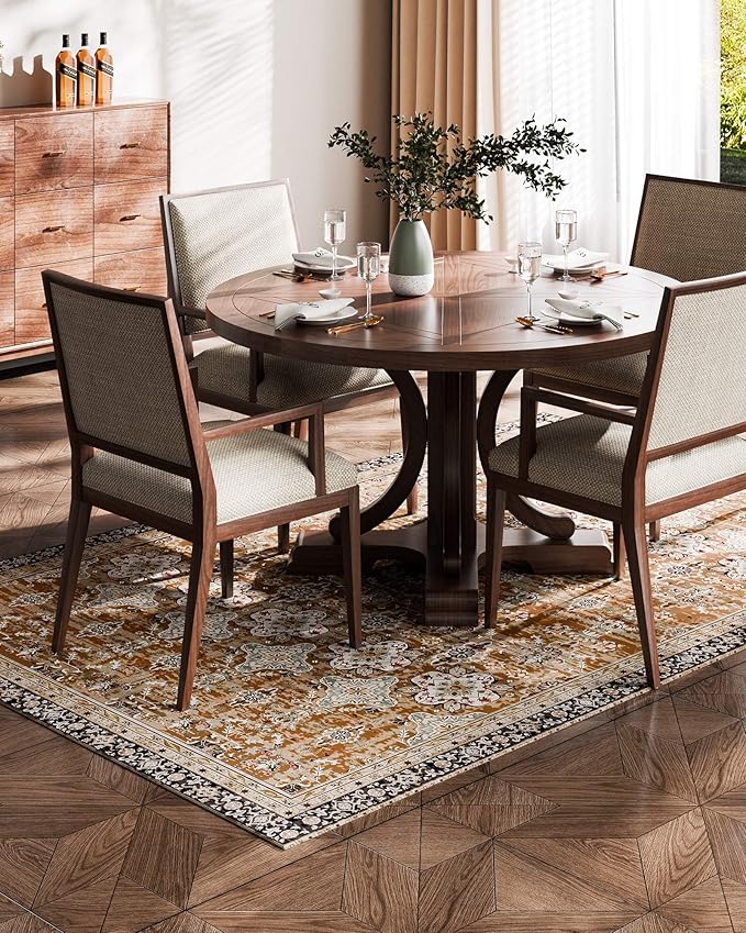 VEVOR 6 x 9 ft Area Rug Large Washable Rug Non-Slip and Tear-Resistant Soft Carpet Pet & Child Friendly Vintage Area Rugs Indoor Mat for Bedroom Living Room Kids Room Entryway Brown Green