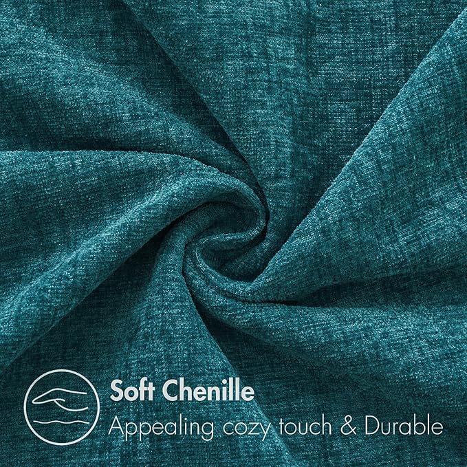 MIULEE Pack of 2 Dark Teal Throw Pillow Covers 12x20 Inch Soft Chenille Pillow Covers for Sofa Living Room Couch Solid Dyed Cases