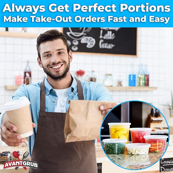 Deli-Grade BPA-Free 16oz Plastic Containers with Lids 24ct. Leakproof Microwavable Portion Container for To-Go Orders, Food Prep and Storage. Reusable Takeout Cups for Restaurant, Cafe and Catering.