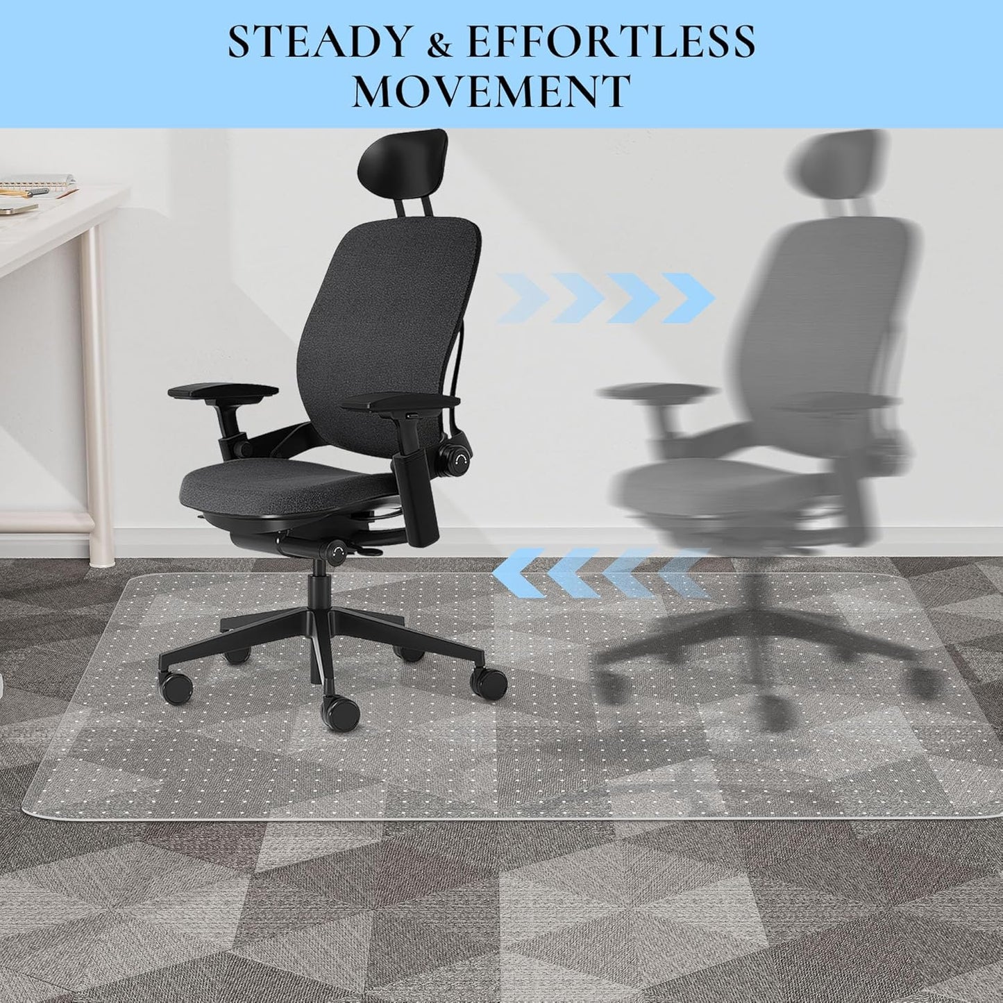 Office Chair Mat for Low Pile Carpet, 30" x 48" Transparent Office Desk Chair Mat for Carpeted Floors, Studded Carpet Floors Protector Mat for Home & Offices