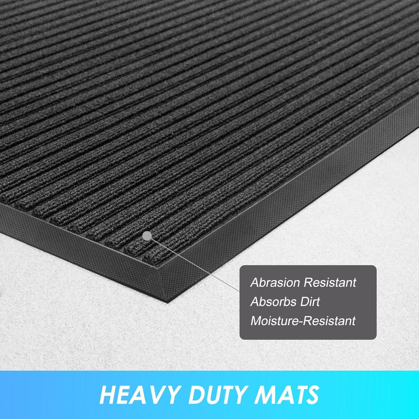 Vicwe Front Door Mat Indoor Outdoor Entrance, 59"x35.5" Heavy Duty Non-Slip Rubber Doormats, Low Profile,Easy Clean Entryway Floor Mats for Outside, Porch, Patios,Black