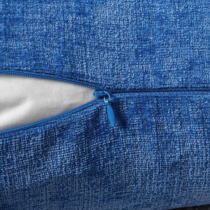 MIULEE Pack of 2 Couch Throw Pillow Covers 12x20 Inch Soft Royal Blue Chenille Pillow Covers for Sofa Living Room Solid Dyed Pillow Cases