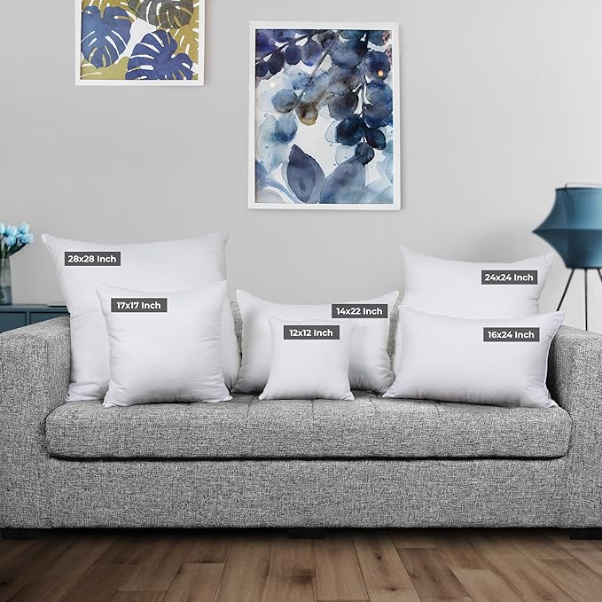 Utopia Bedding 16x24 Pillow Inserts, Set of 2, White – Indoor Decorative Throw Pillows for Bed, Sofa & Couch – Soft, Supportive & Fluffy Cushion Inserts