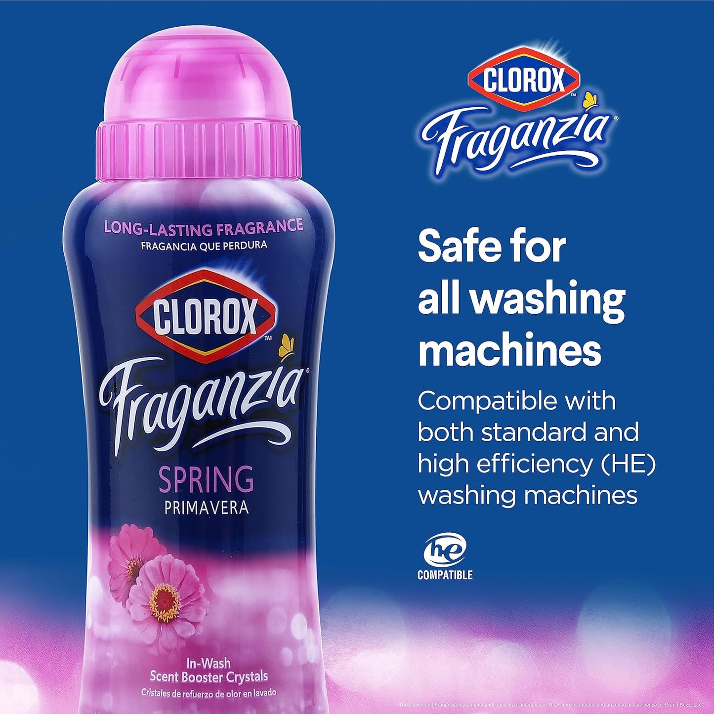 Clorox Fraganzia Laundry Scent Booster Crystals in Spring Scent - Scented In-Wash Freshener Beads for Fresh, Clean, Great Smelling Clothes and Linens, 18 Oz - 2 Pack