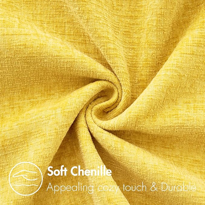 MIULEE Pack of 2 Couch Throw Pillow Covers 20x20 Inch Soft Yellow Chenille Pillow Covers for Sofa Living Room Spring Home Decor Couch Solid Dyed Cases