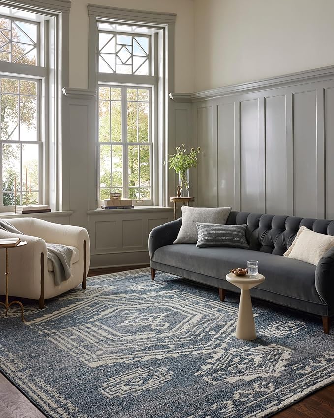 Loloi Magnolia Home by Joanna Gaines Gigi Collection GIG-03 Denim/Ivory 5'-3" x 7'-6" Area Rug