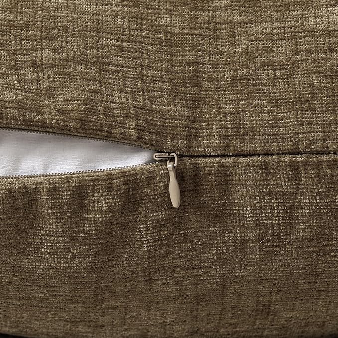 MIULEE Pack of 2 Coffee Throw Pillow Covers 18x18 Inch Soft Chenille Pillow Covers for Sofa Living Room Couch Solid Dyed Cases