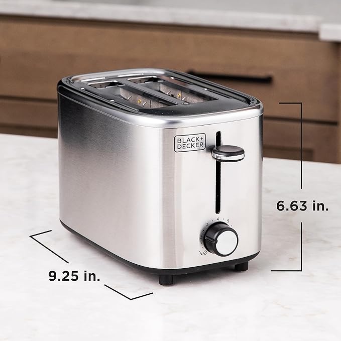 BLACK+DECKER® 2-Slice Toaster with 7 Toast Shade Settings, Extra-Wide Slots for Bagels, Stainless Steel Exterior Finish (Pack of 2)