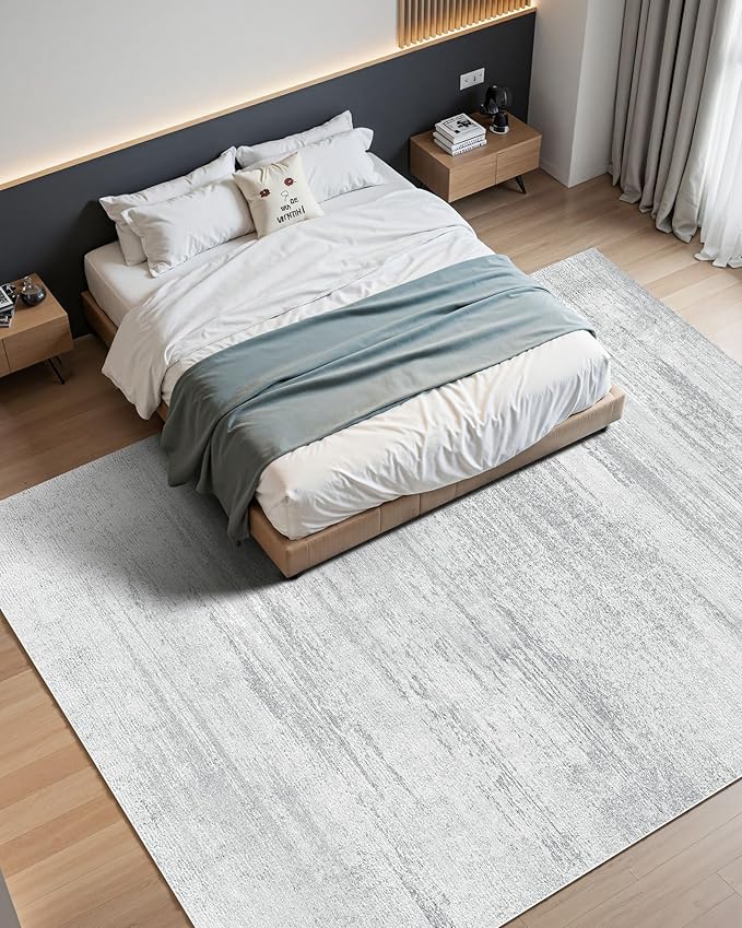 VEVOR 10 x 14 ft Area Rug Large Washable Rug Non-Slip and Tear-Resistant Soft Carpet Pet & Child Friendly Modern Area Rugs Indoor Mat for Bedroom Office Living Room Kids Room Entryway Gray