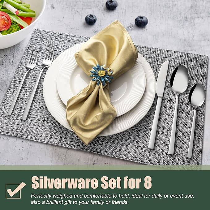 Silverware Set, 40 Piece Flatware Cutlery Set for 8, Stainless Steel Silverware Mirror Polished Dishwasher Safe for Home, Restaurant, Wedding, Party