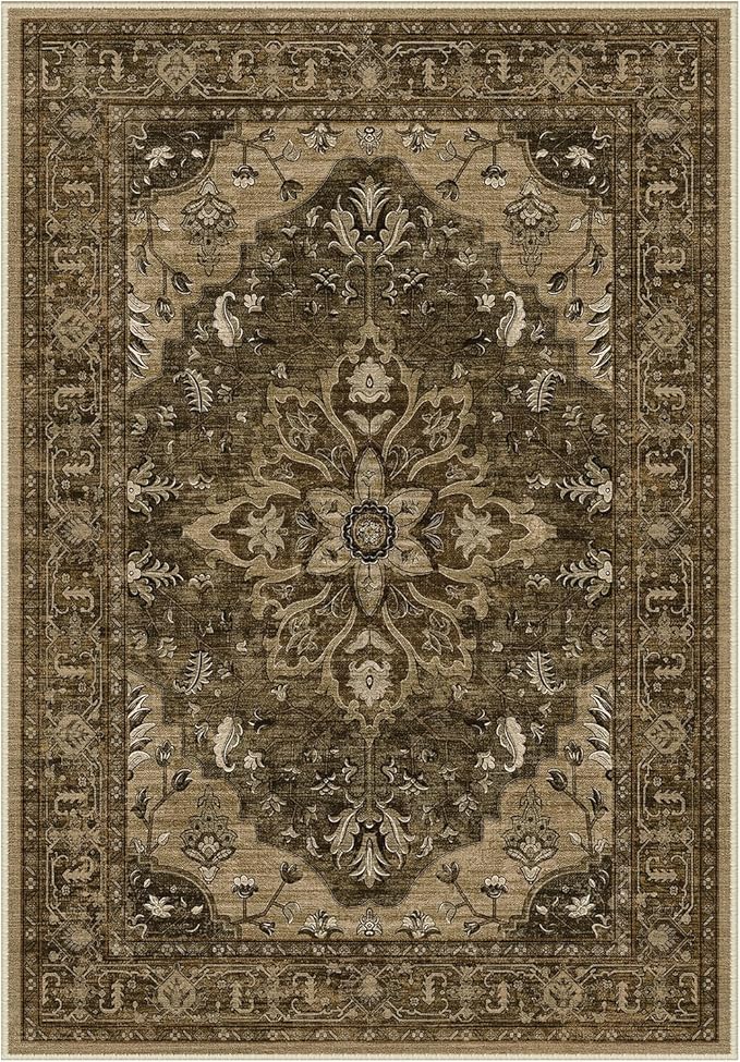 RELEANY Area Rugs 2'x6' Runner Rug Non Slip Washable for Kitchen Hallway Bedroom Beside Laundry Room Bathroom Rug, Floor Carpet, Brown Dark Brown