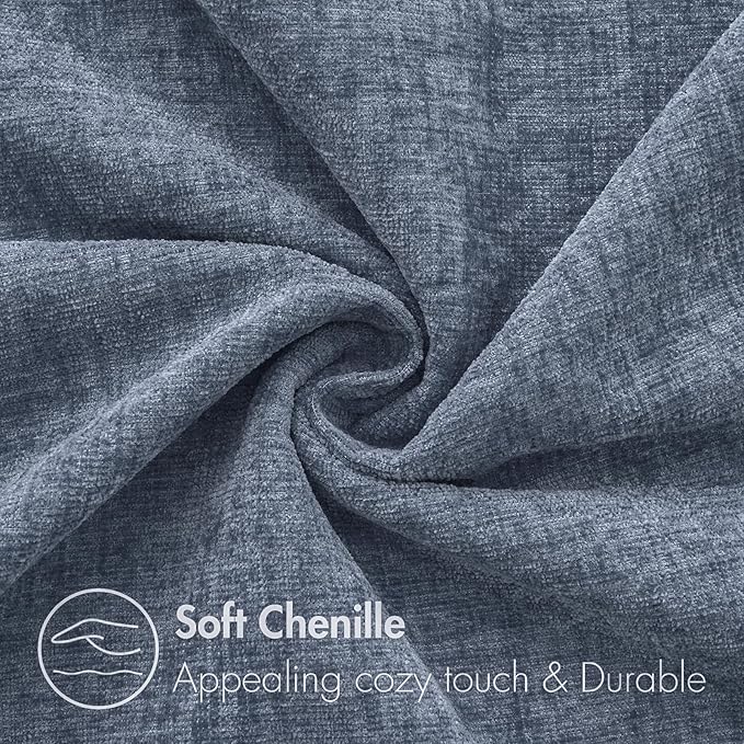 MIULEE Pack of 2 Couch Throw Pillow Covers 20x20 Inch Soft Dark Grey Blue Chenille Pillow Covers for Sofa Living Room Solid Dyed Pillow Cases