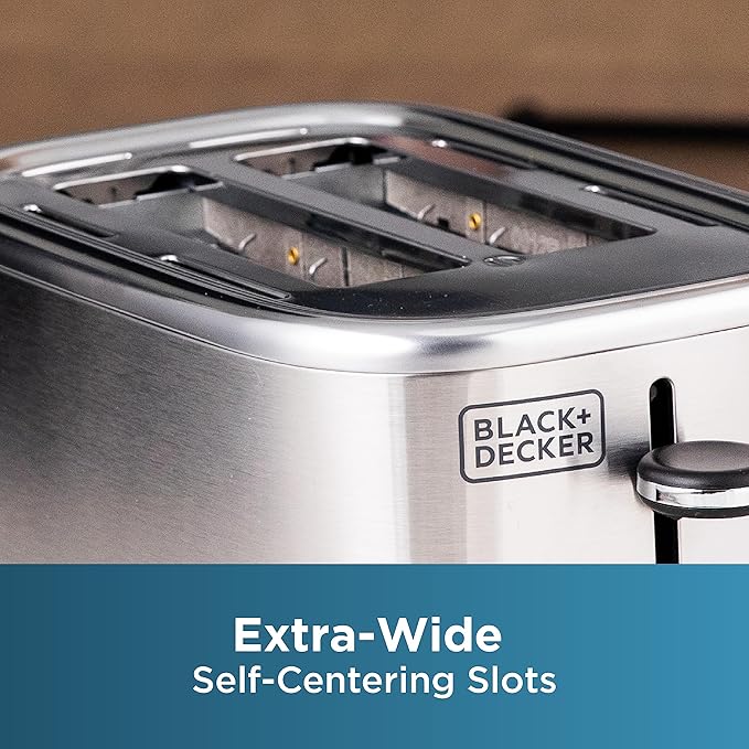 BLACK+DECKER® 2-Slice Toaster with 7 Toast Shade Settings, Extra-Wide Slots for Bagels, Stainless Steel Exterior Finish (Pack of 2)